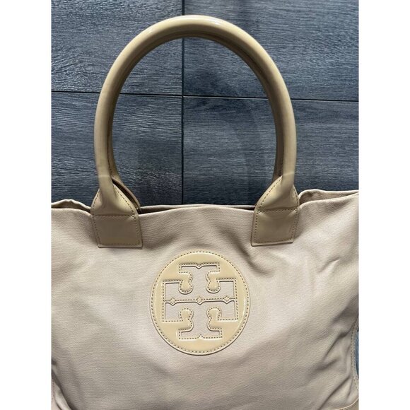 TORY BURCH Tote Bag Handbag Logo Switch Beige - Picture 2 of 12